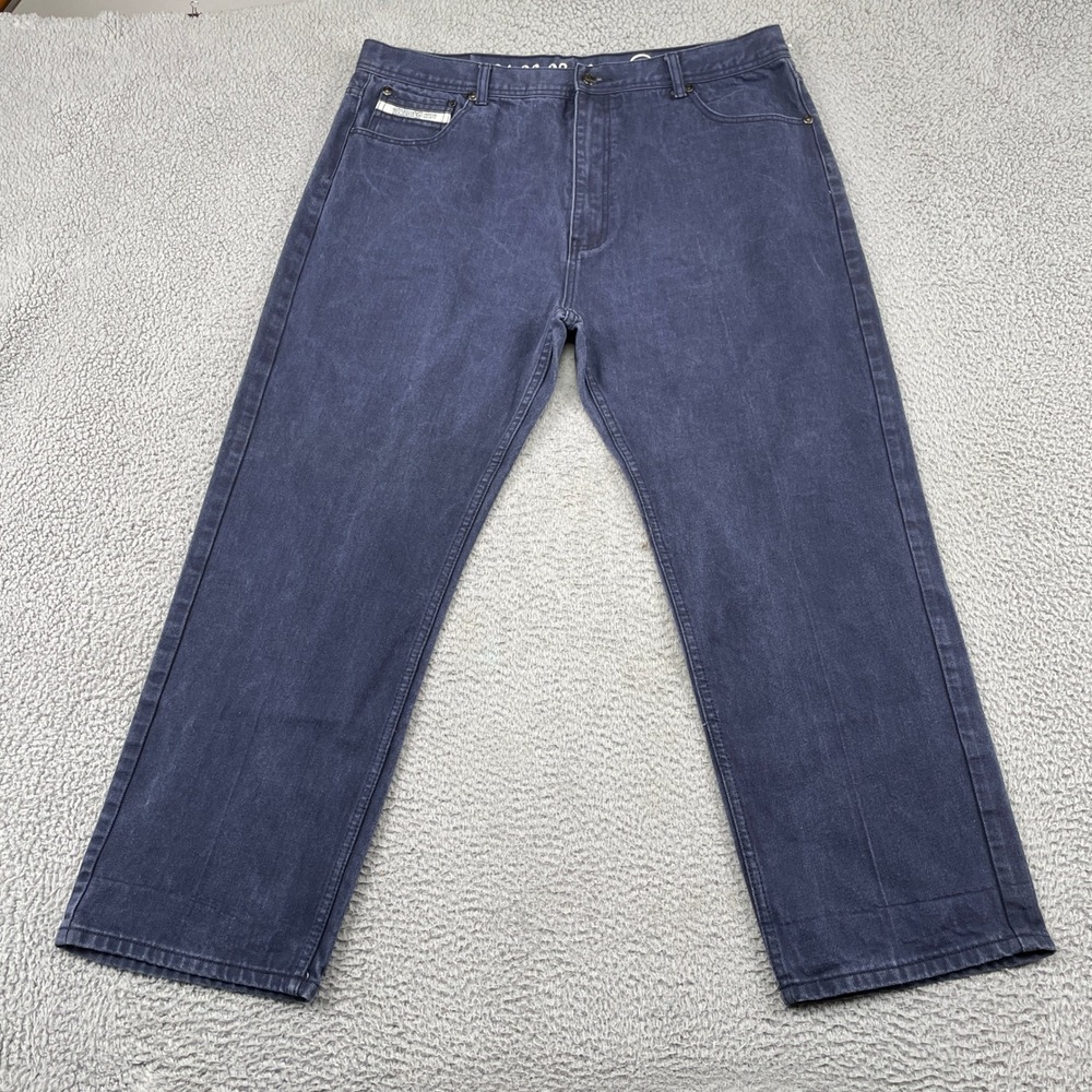 Akdmks Jeans Men 44x32 Navy Blue A33JNO1 Straight Leg Denim Five Pocket Classic
